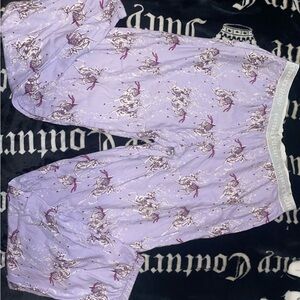 Victoria secret Purple Pajama Pants with sparkly band with reindeer Print & bows